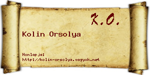 Kolin Orsolya névjegykártya